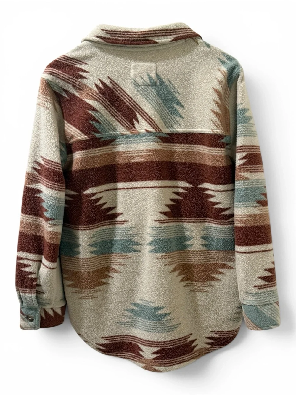 Thread & Supply Tullis Aztec Southwest Plush Fleece Shacket Jacket Brown Green M
